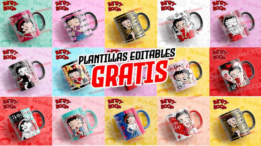 Plantillas Para Sublimar Betty Boop Con Editables Y Mockups