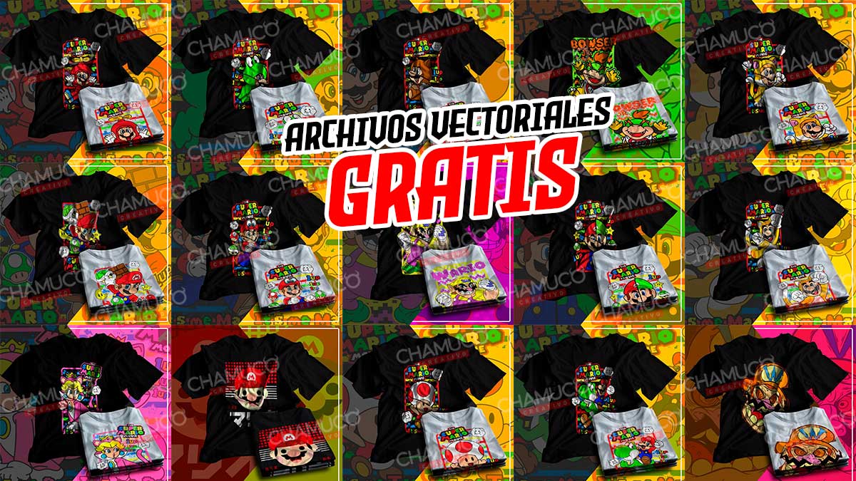 Vectores para corte o sublimación de playeras de Mario Bros