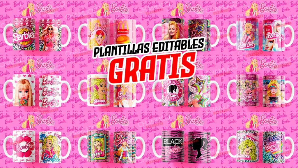 Plantillas Editables De Barbie Para Sublimar En Taza