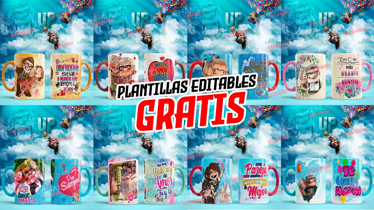 Plantillas Para Sublimar Tazas De La Pelicula Up Con Editables Y