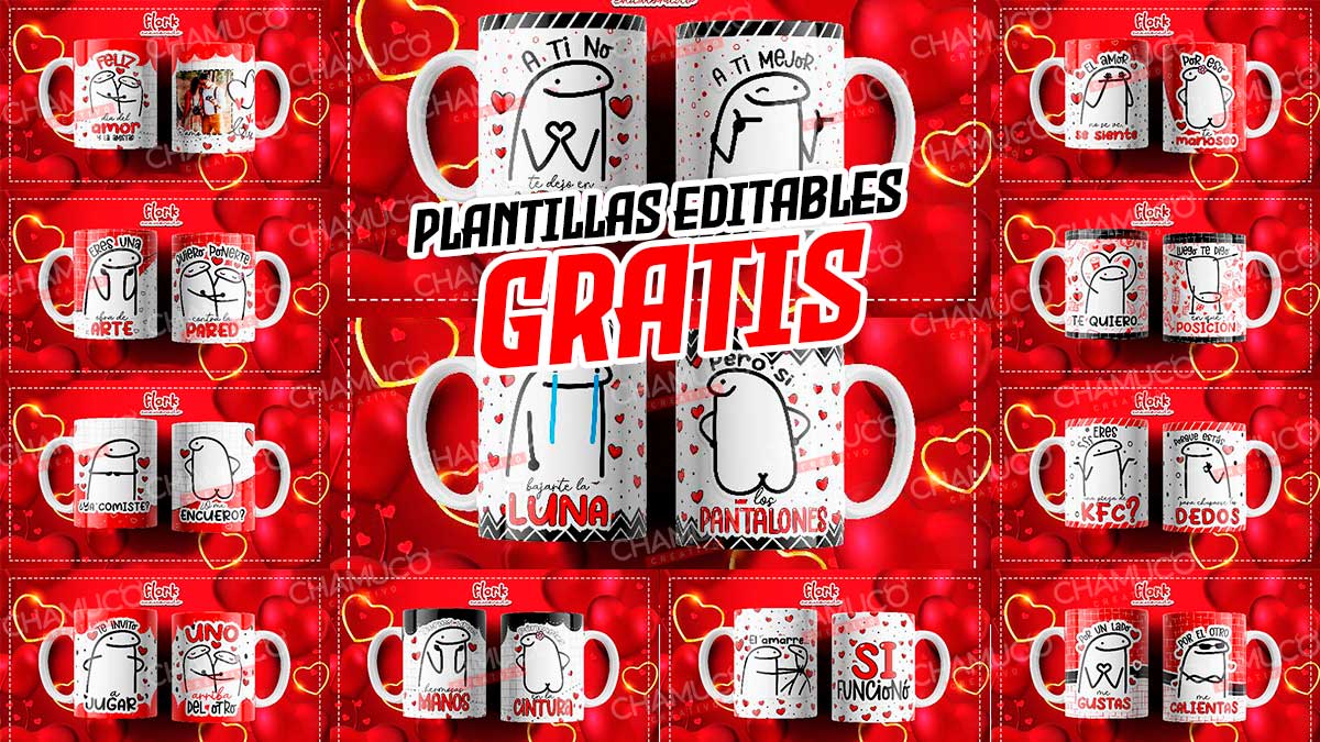 12 Plantillas Para Sublimar Tazas De Flork Enamorados Con Editables Y