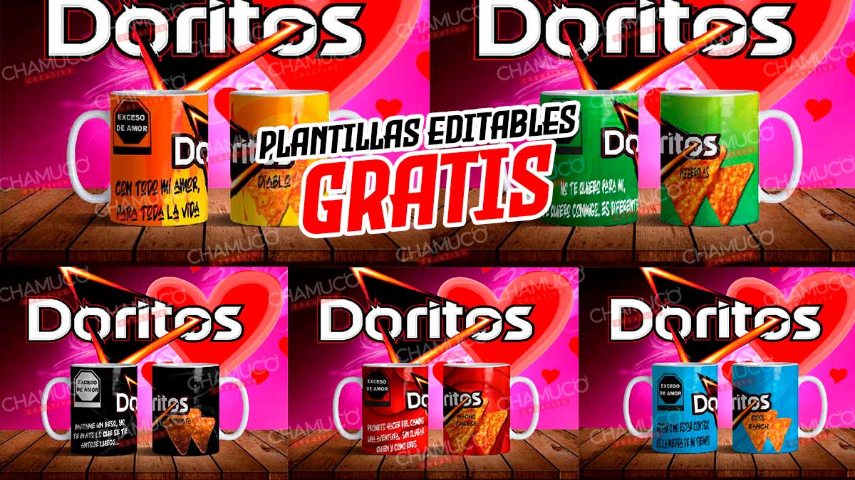 Plantillas Para Sublimar Tazas De Doritos Amor Con Editables Y