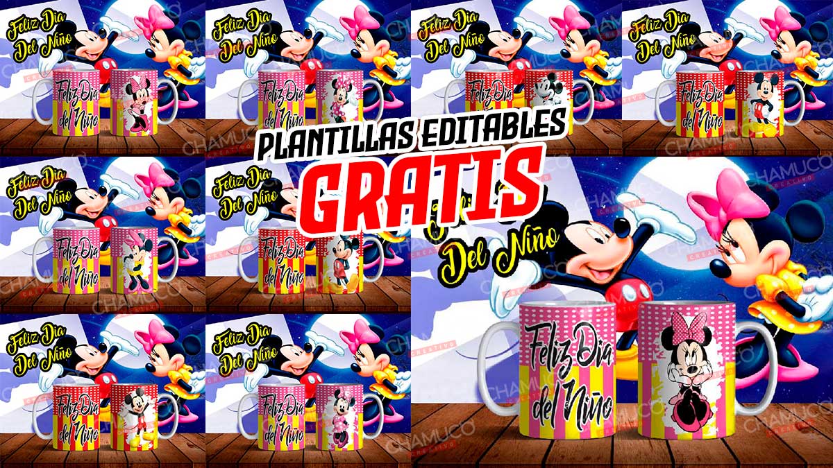 Plantillas Para Sublimar Tazas De Mickey Y Minnie Dia Del Ni O Con