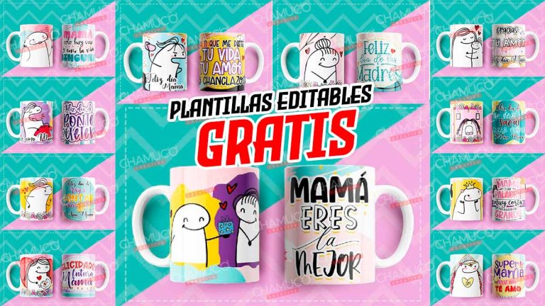 11 Plantillas para Sublimar Taza Flork Mamá Feliz con Editables y