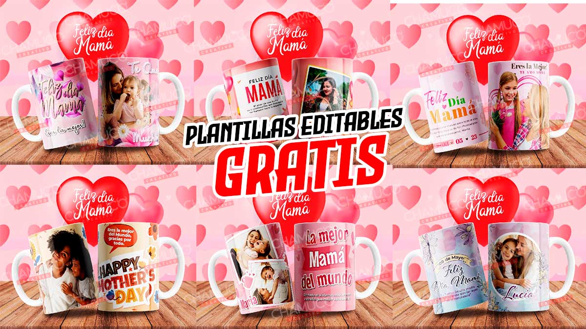 Plantillas para Sublimar Taza Mami Feliz Día con Editables