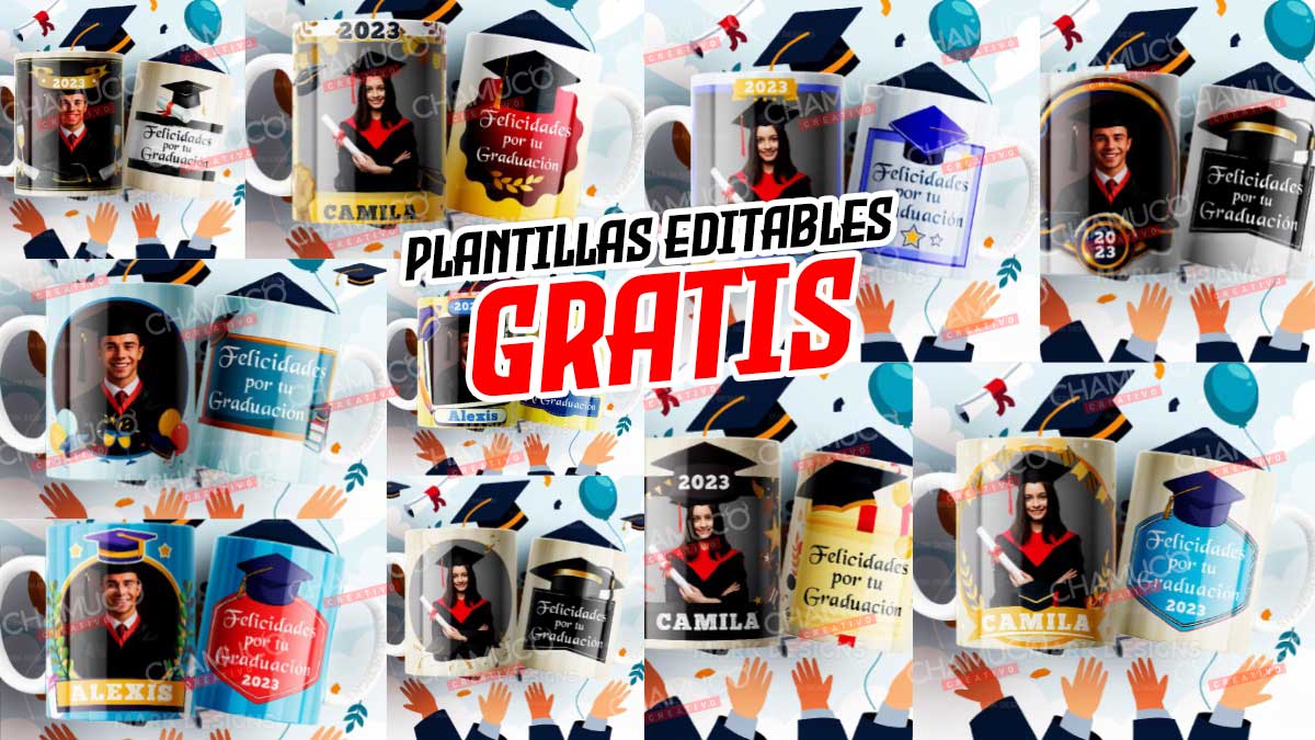 Plantillas Para Sublimar Tazas De Graduados Con Editables Y Mockups