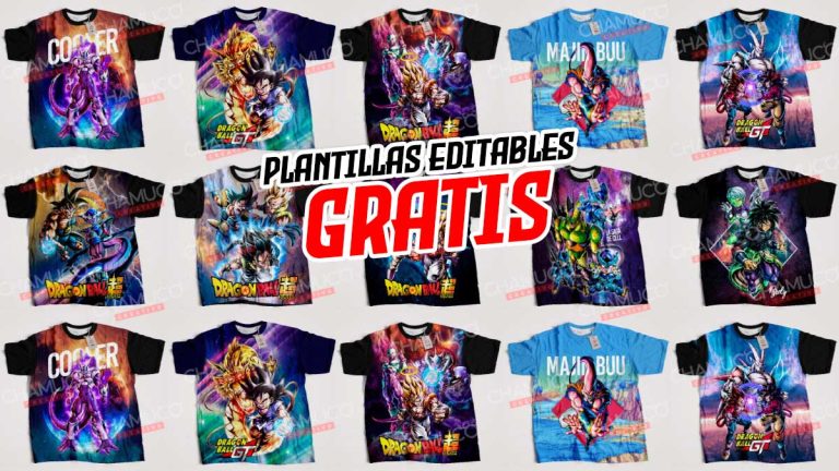 10 Plantillas Para Sublimar Playeras FullPrint DBZ Con Editables Y