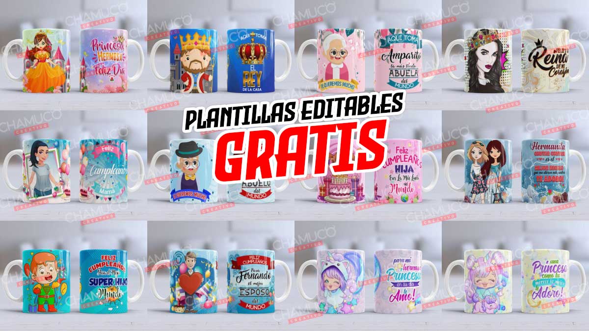 Plantillas Editables de Cumpleaños para sublimar en taza