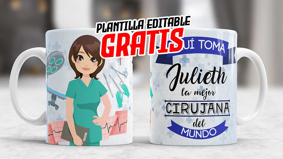 1 Plantilla Aquí toma la mejor Cirujana con Editable y Mockup Chamuco