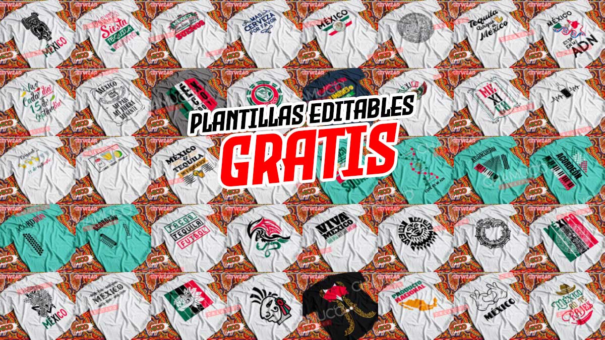 36 Plantillas para Corte o Sublimación de Playeras México de Fiesta con