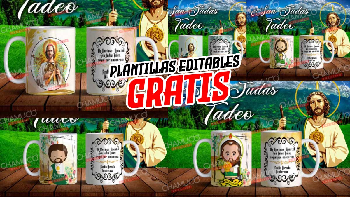 5 Plantillas Para Sublimar Tazas De San Judas Tadeo Con Editables Y