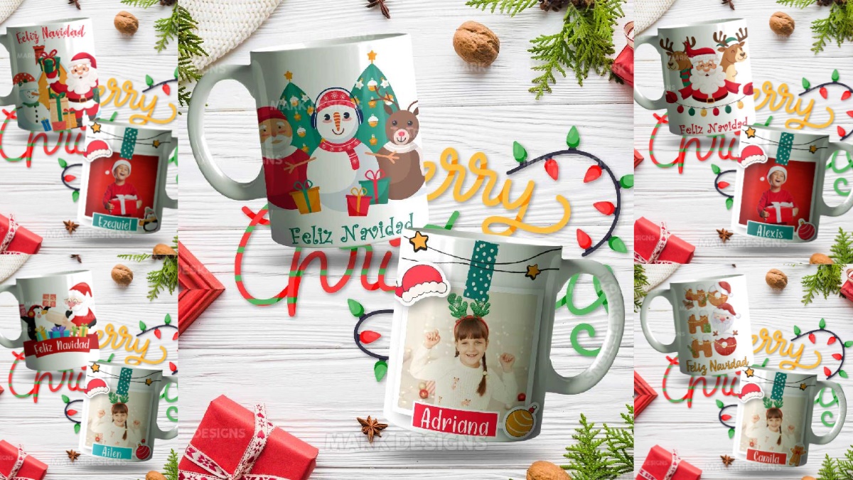 12 Plantillas para sublimar de Stitch Navideño con editables y mockups