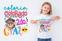 Little girl in white t-shirt with text space
