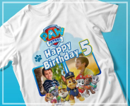 Front side of T-Shirt mockup template on wooden background