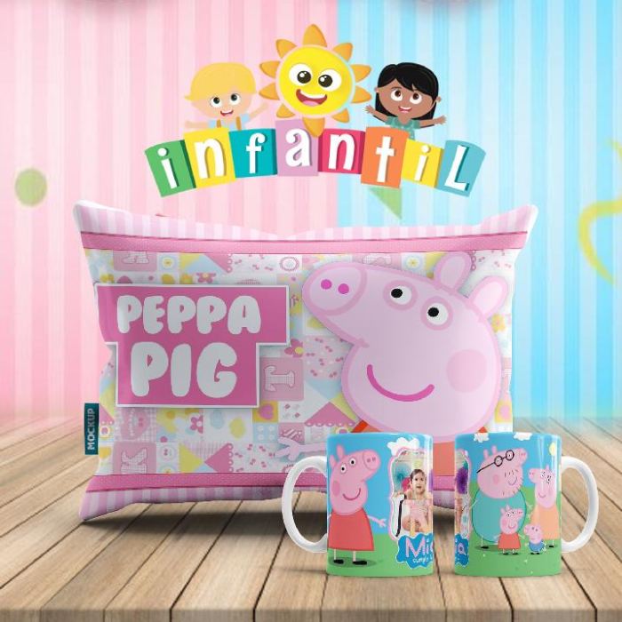 Plantillas para Sublimar Duo Taza y Cojin Dia del Niño con Editables y Mockups
