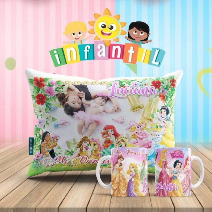 Plantillas para Sublimar Duo Taza y Cojin Dia del Niño con Editables y Mockups