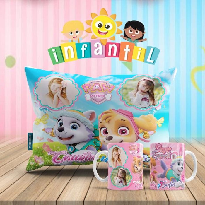 Plantillas para Sublimar Duo Taza y Cojin Dia del Niño con Editables y Mockups
