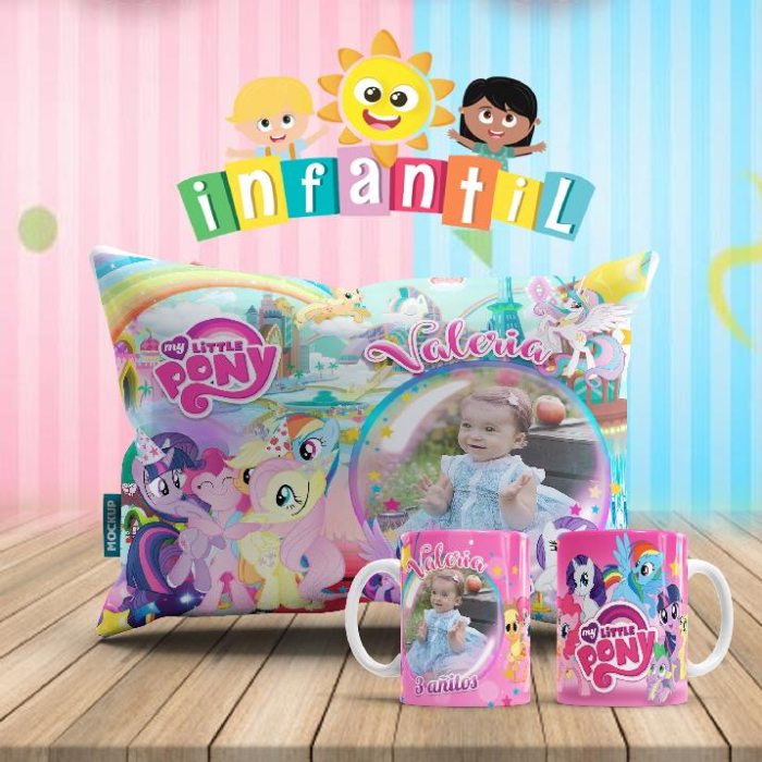 Plantillas para Sublimar Duo Taza y Cojin Dia del Niño con Editables y Mockups