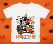 White womens cotton t-shirt halloween mockup with pumpkins on orange background. Design t shirt template, print presentation mock up. Top view flat lay.