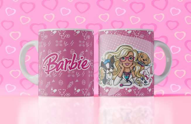 30 Plantillas Editables de Barbie para sublimar en taza