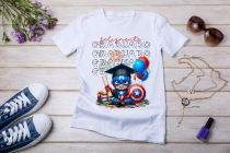 Womens white T-shirt mockup with burdock flowers
