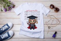 Womens white T-shirt mockup with burdock flowers