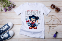 Womens white T-shirt mockup with burdock flowers