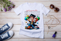 Womens white T-shirt mockup with burdock flowers