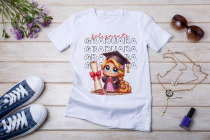 Womens white T-shirt mockup with burdock flowers