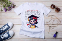 Womens white T-shirt mockup with burdock flowers