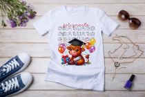Womens white T-shirt mockup with burdock flowers