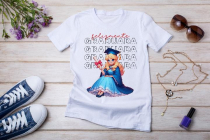 Womens white T-shirt mockup with burdock flowers