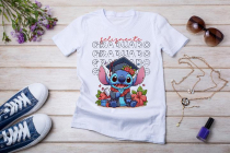 Womens white T-shirt mockup with burdock flowers