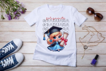 Womens white T-shirt mockup with burdock flowers