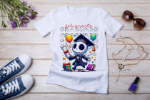 Womens white T-shirt mockup with burdock flowers