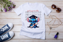 Womens white T-shirt mockup with burdock flowers