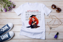 Womens white T-shirt mockup with burdock flowers
