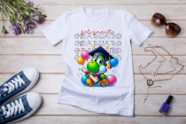 Womens white T-shirt mockup with burdock flowers