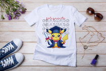 Womens white T-shirt mockup with burdock flowers