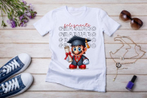 Womens white T-shirt mockup with burdock flowers