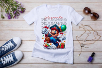Womens white T-shirt mockup with burdock flowers