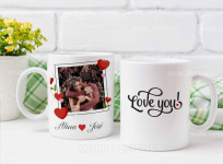 Two coffee mug mockup with yellow and green flowers