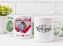 Two coffee mug mockup with yellow and green flowers