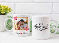 Two coffee mug mockup with yellow and green flowers