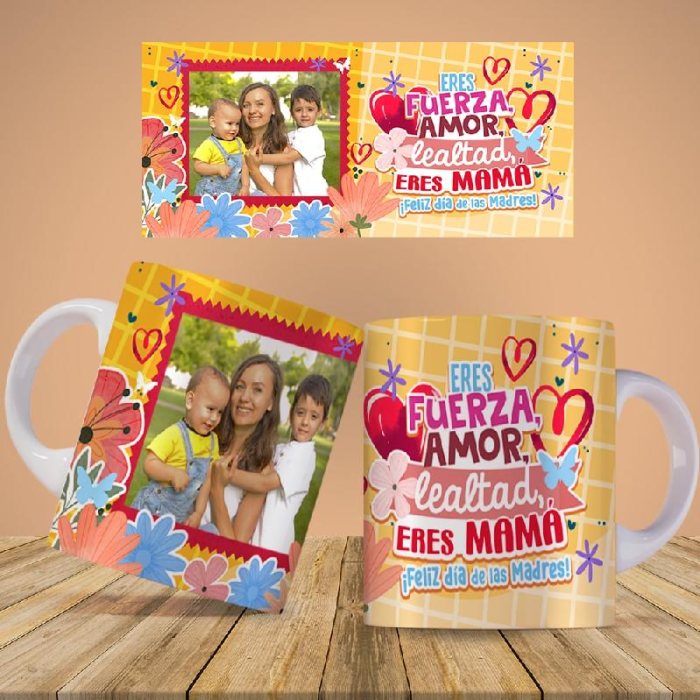 Plantillas para Sublimar Taza Mamá es la Mejor con Editables y Mockups