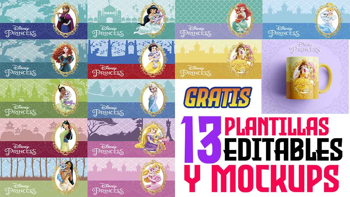 13 Plantillas Princesas Con Editables Y Mockups 