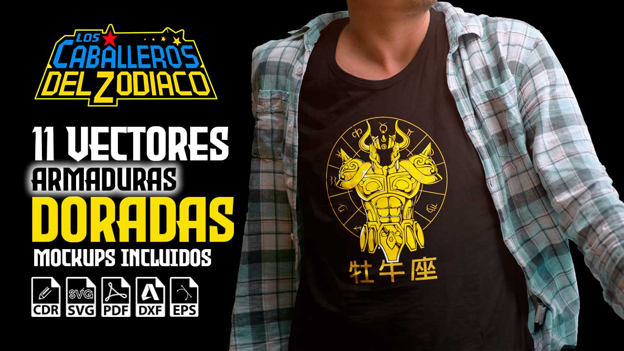 11 vectores armaduras doradas para sublimar o cortar en vinil textil
