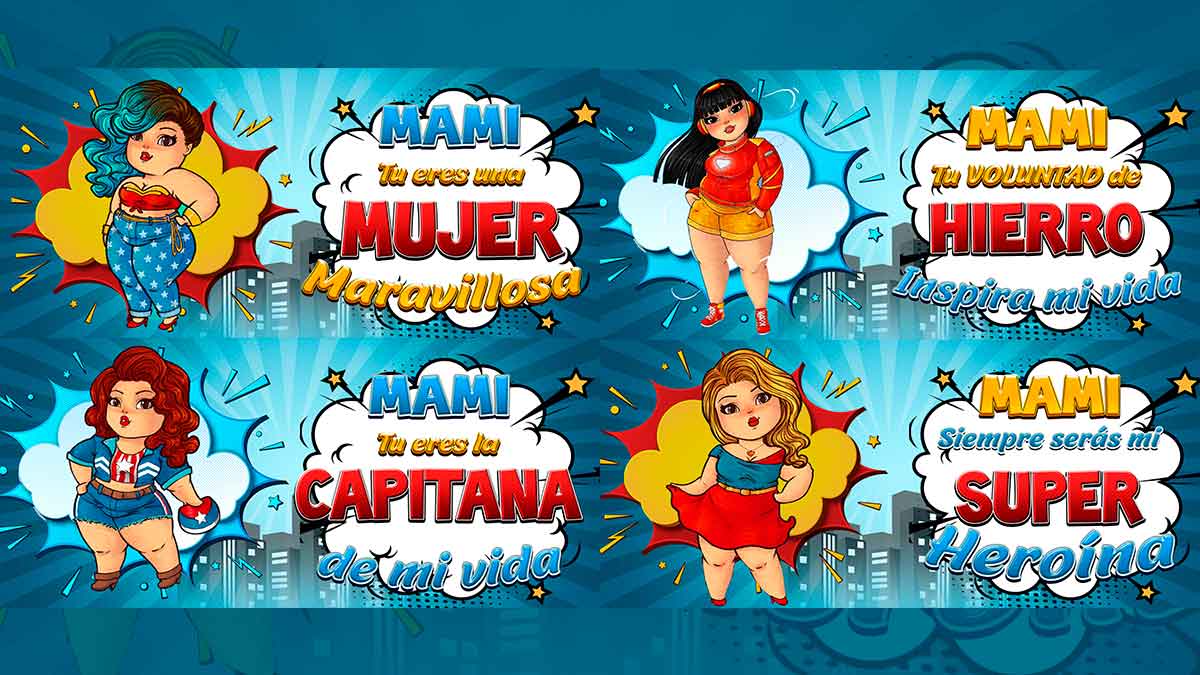 4 Plantillas de Super Mamá para sublimar en taza