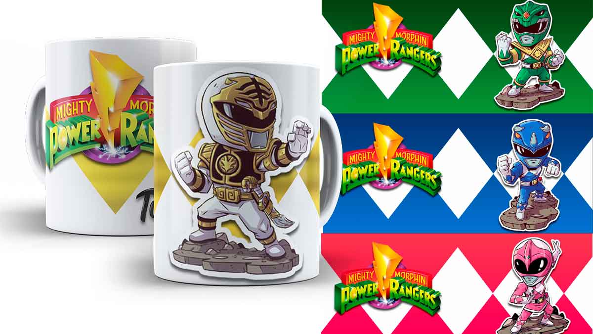 9 Plantillas de los Power Rangers para sublimar en taza