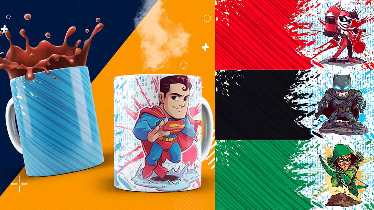 16 Plantillas DC Comics para sublimar en taza